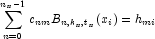 \sum_{n=0}^{n_x-1} c_{nm}B_{n,k_x,t_x}(x_i) = h_{mi}