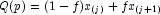 Q(p) = (1 - f)x_{(j)} + fx_{(j+1)} 
