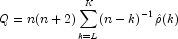 Q=n(n+2)\sum_{k=L}^{K}(n-k)^{-1}\hat{\rho}(k)
            
