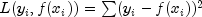 L({y_i,f(x_i)}) = sum (y_i - f(x_i))^2