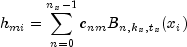 h_{mi} = sum_{n=0}^{n_x-1} c_{nm}B_{n,k_x,t_x}(x_i)