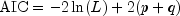 mbox{AIC} = -2ln(L)+2(p+q)