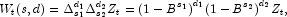 W_t(s,d) = \Delta_{s_1}^{d_1}\Delta_{s_2}^{d_2}Z_t = {(1-B^{s_1})}^{d_1}{(1-B^{s_2})}^{d_2}Z_t\rm{,}