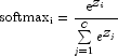 
            {\rm{softmax}}_{\rm{i}}=\frac{{{\mathop{\rm e}\nolimits} ^{Z_i } }}
            {{\sum\limits_{j = 1}^C {e^{Z_j } } }}