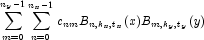 \sum_{m=0}^{n_y - 1} \sum_{n=0}^{n_x-1} c_{nm}B_{n,k_x,t_x}(x) B_{m,k_y,t_y}(y)