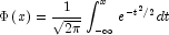 \Phi\left(x\right)=\frac{1}{{\sqrt{2\pi}}
            }\int_{-\infty}^x{}e^{-t^2/2}dt